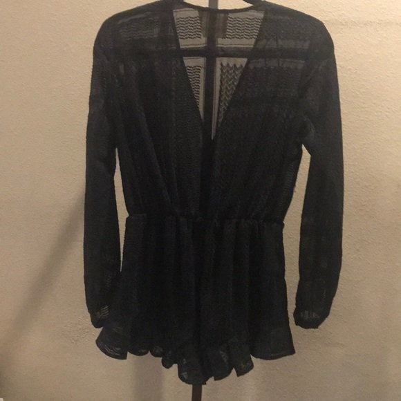 The Jetset Diaries Black Lace Up Frayed Romper S - Picture 5 of 8